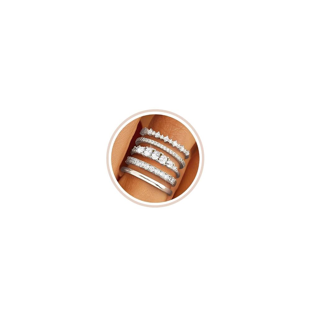Stackable Silver Rings for Women Non Tarnish Trendy Dainty 14K Gold